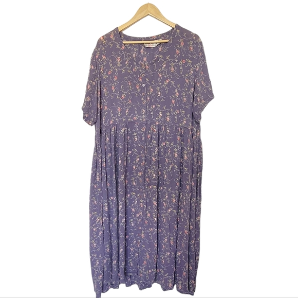 Vintage Dresses Vintage Cotton Ginny Plus Floral Button Down Dress